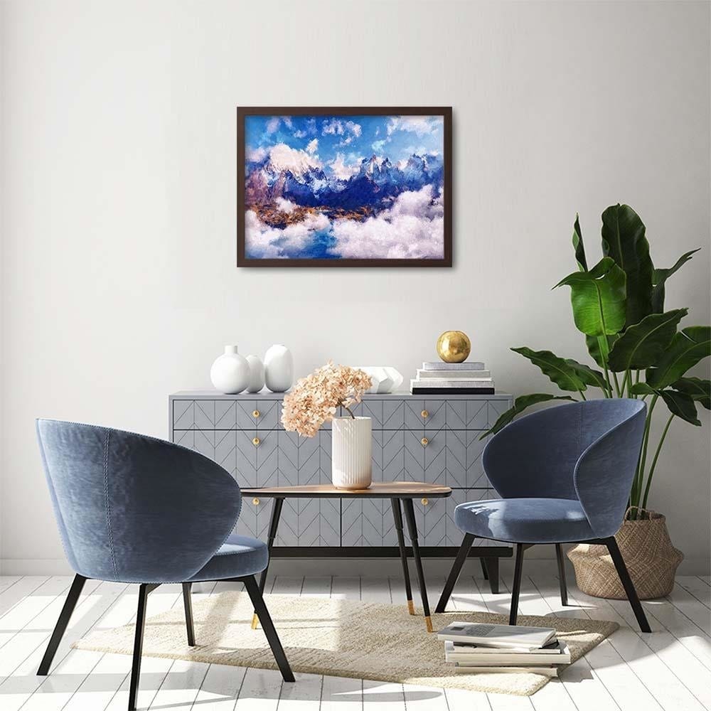 Glezna brūnā rāmī - Mountains Landscape Home Trends DECO