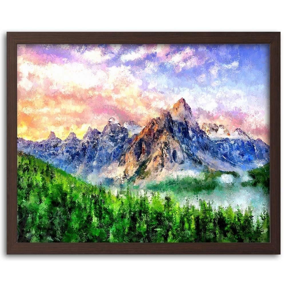 Glezna brūnā rāmī - Mountains Sunshine Home Trends DECO