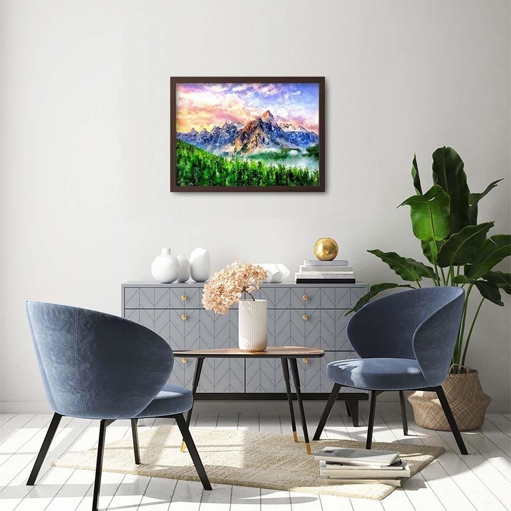 Glezna brūnā rāmī - Mountains Sunshine Home Trends DECO