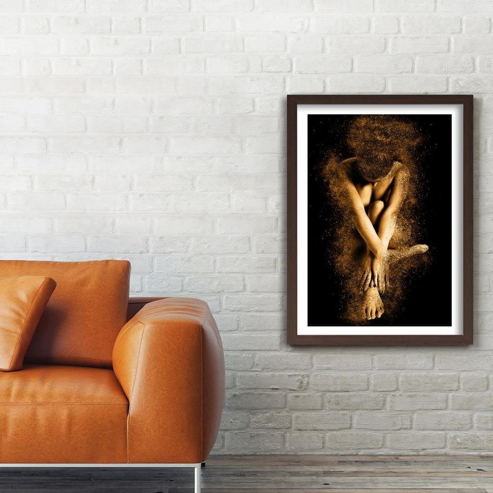 Glezna brūnā rāmī - Naked Body Of Woman In Gold Dust Home Trends DECO