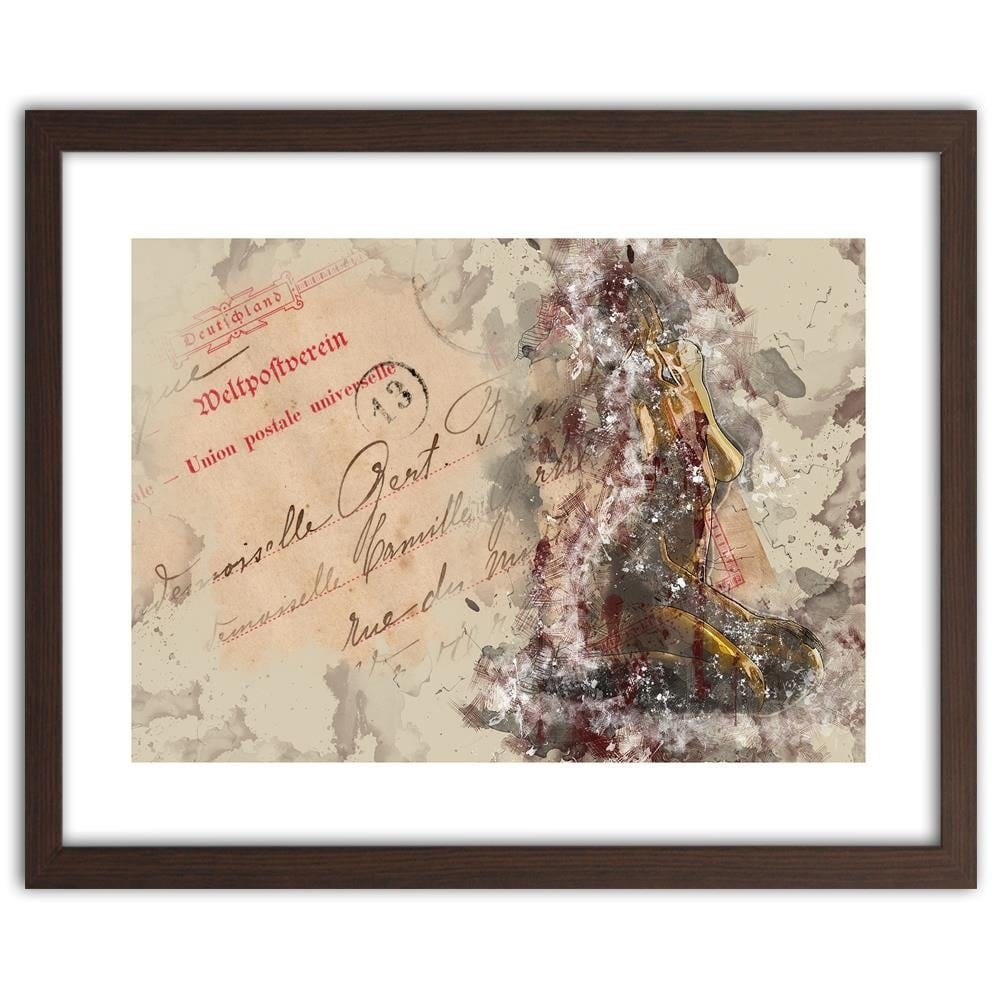 Glezna brūnā rāmī - Naked Woman Abtrakcja Home Trends DECO