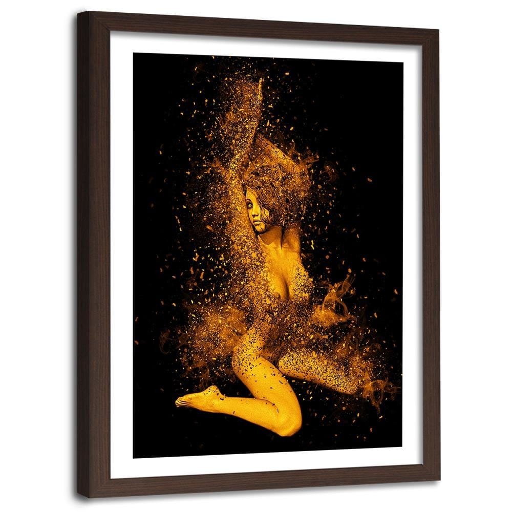 Glezna brūnā rāmī - Naked Woman In Gold Dust Home Trends DECO