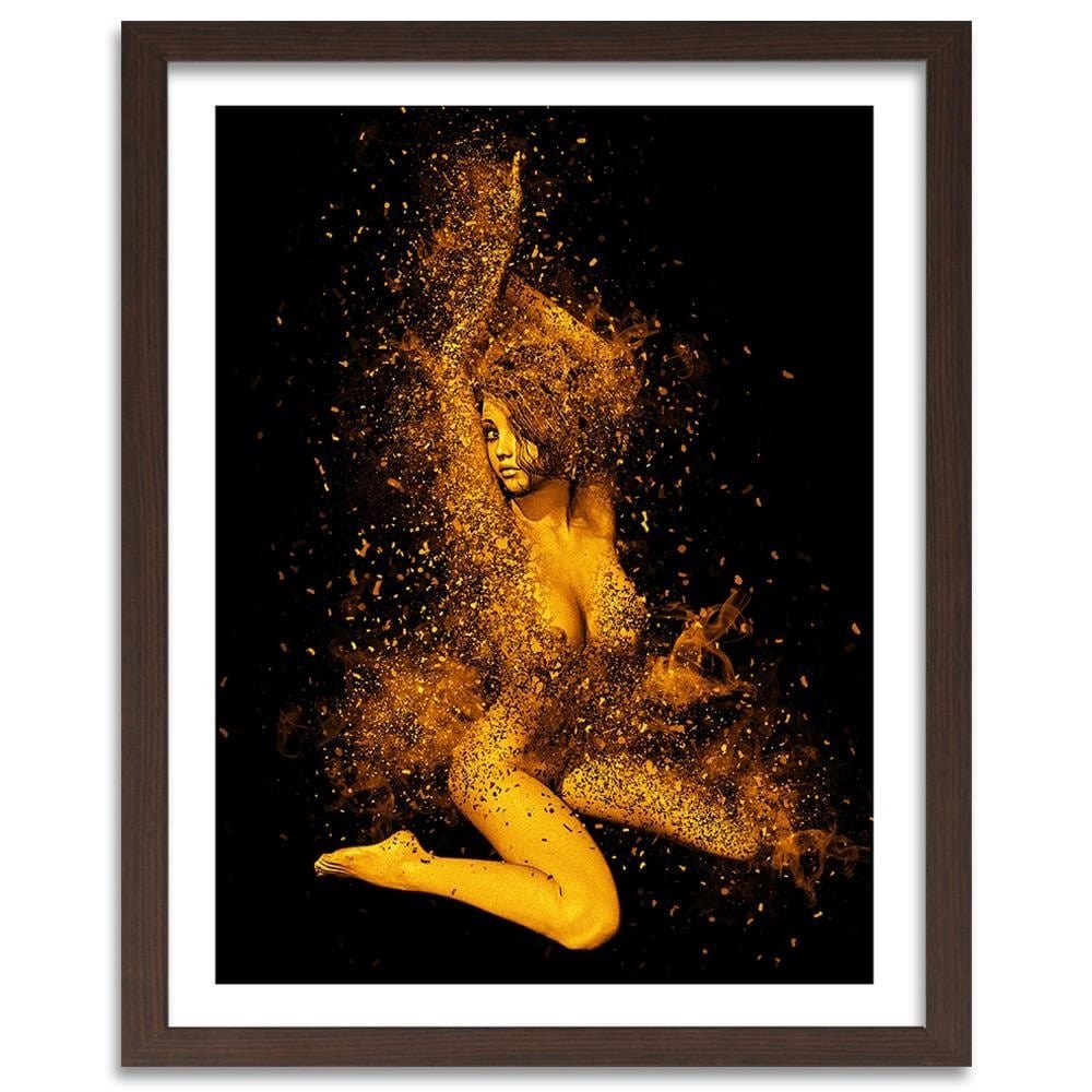 Glezna brūnā rāmī - Naked Woman In Gold Dust Home Trends DECO