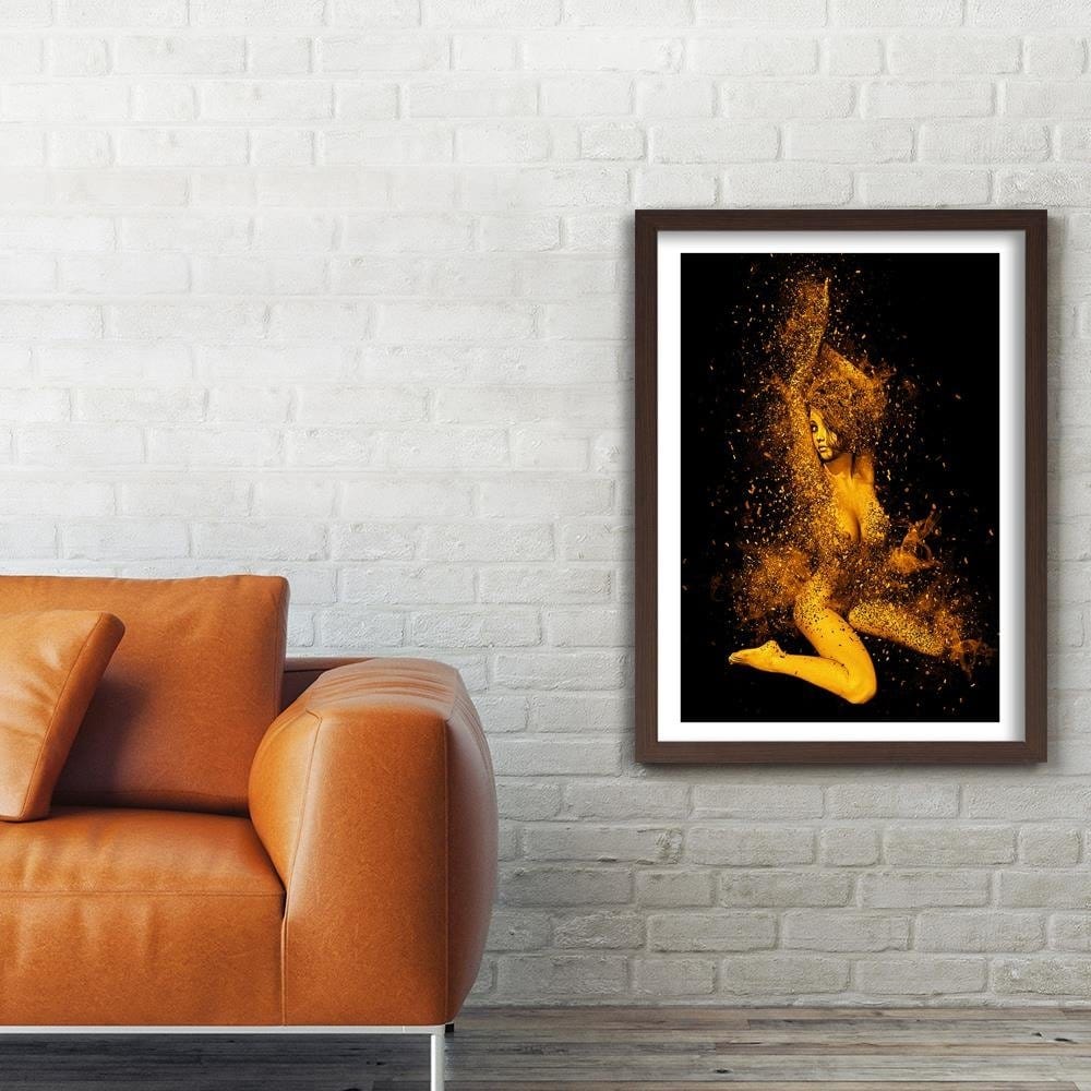 Glezna brūnā rāmī - Naked Woman In Gold Dust Home Trends DECO
