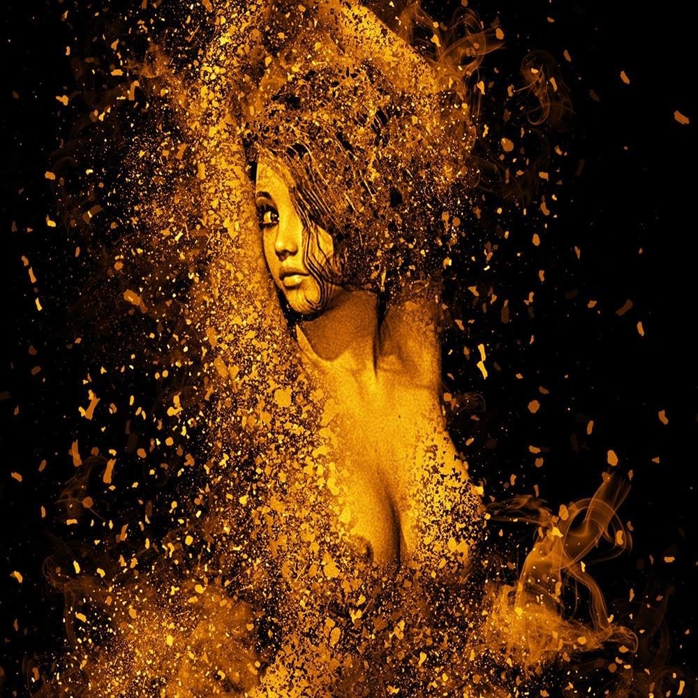 Glezna brūnā rāmī - Naked Woman In Gold Dust Home Trends DECO