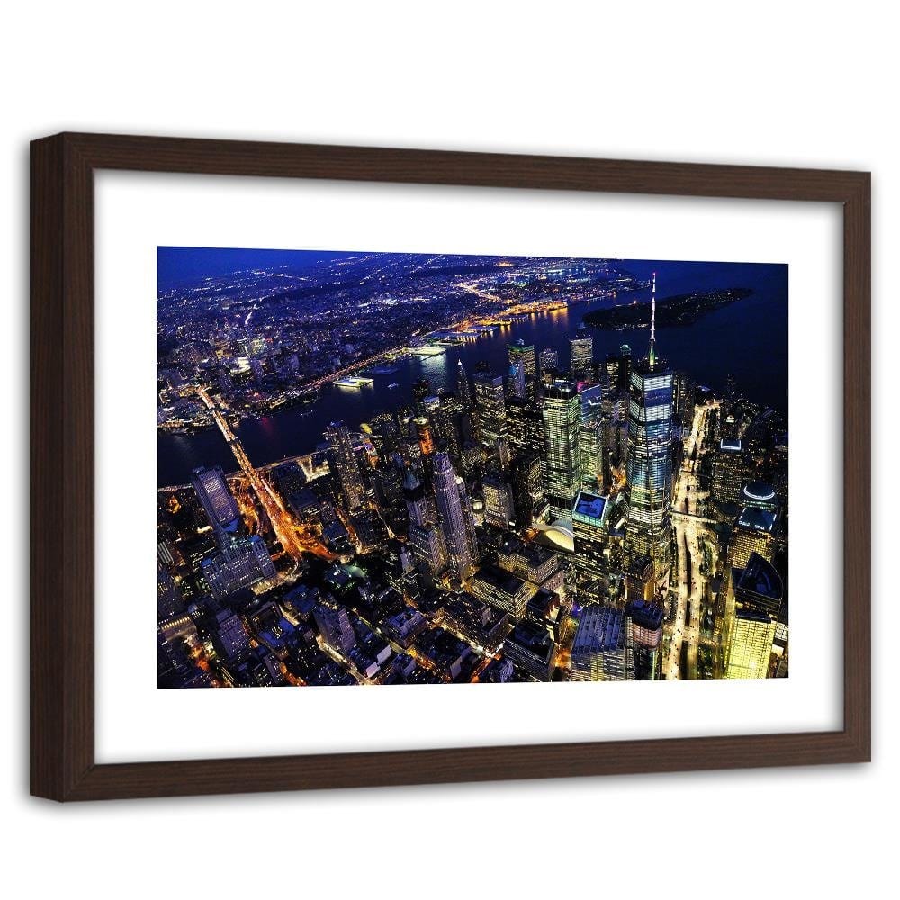 Glezna brūnā rāmī - New York At Night Home Trends DECO
