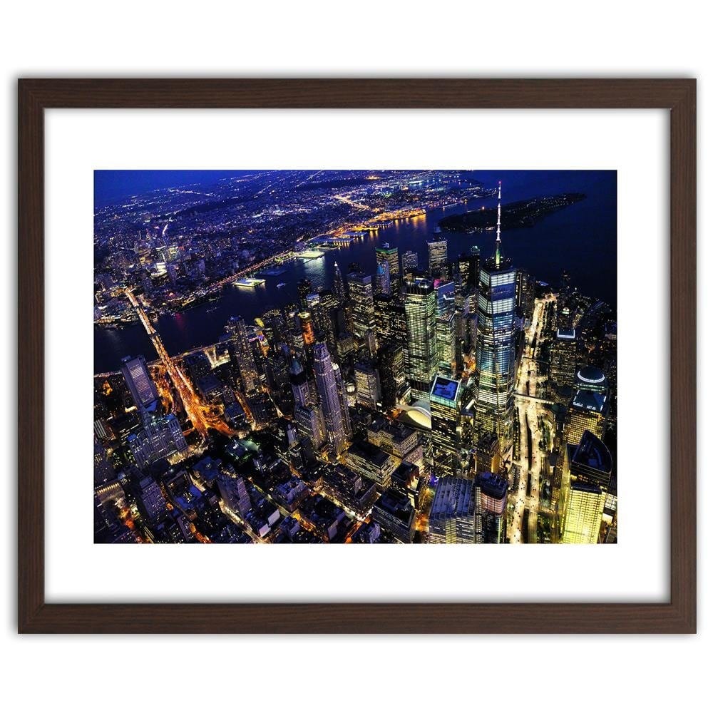 Glezna brūnā rāmī - New York At Night Home Trends DECO