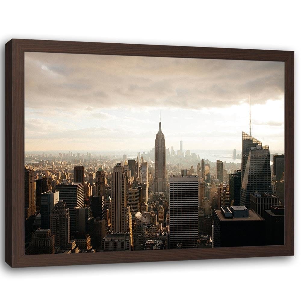 Glezna brūnā rāmī - New York City Panorama Home Trends DECO