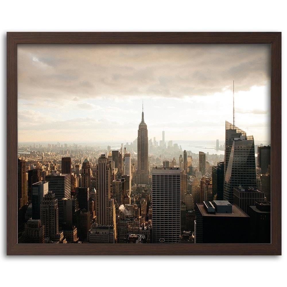 Glezna brūnā rāmī - New York City Panorama Home Trends DECO
