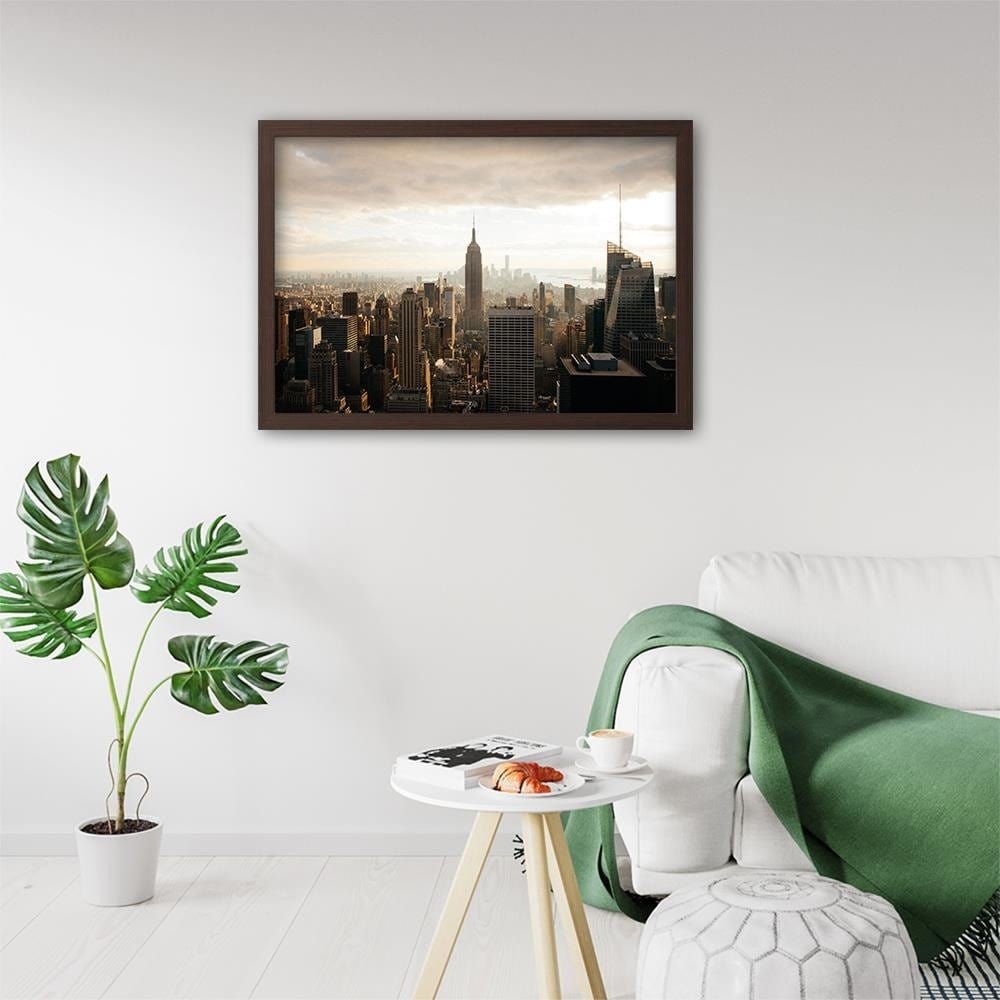 Glezna brūnā rāmī - New York City Panorama Home Trends DECO