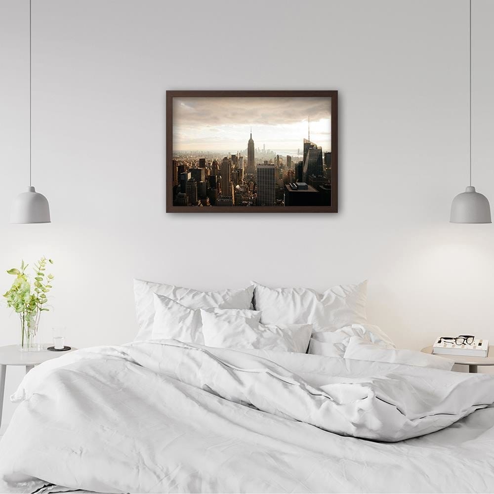 Glezna brūnā rāmī - New York City Panorama Home Trends DECO