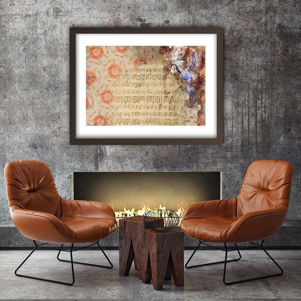 Glezna brūnā rāmī - Notes And Ballerina Home Trends DECO