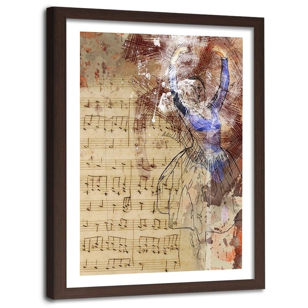 Glezna brūnā rāmī - Notes And Ballerina Home Trends DECO