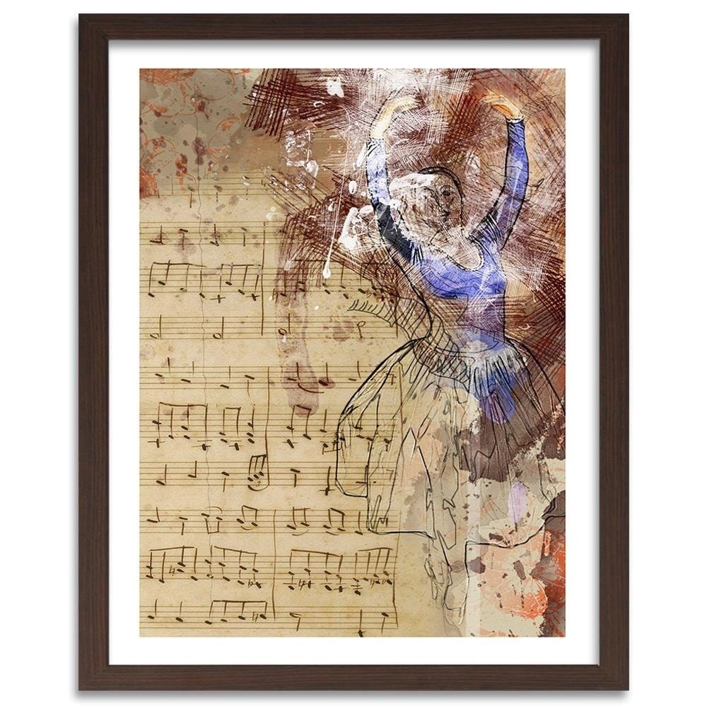 Glezna brūnā rāmī - Notes And Ballerina Home Trends DECO