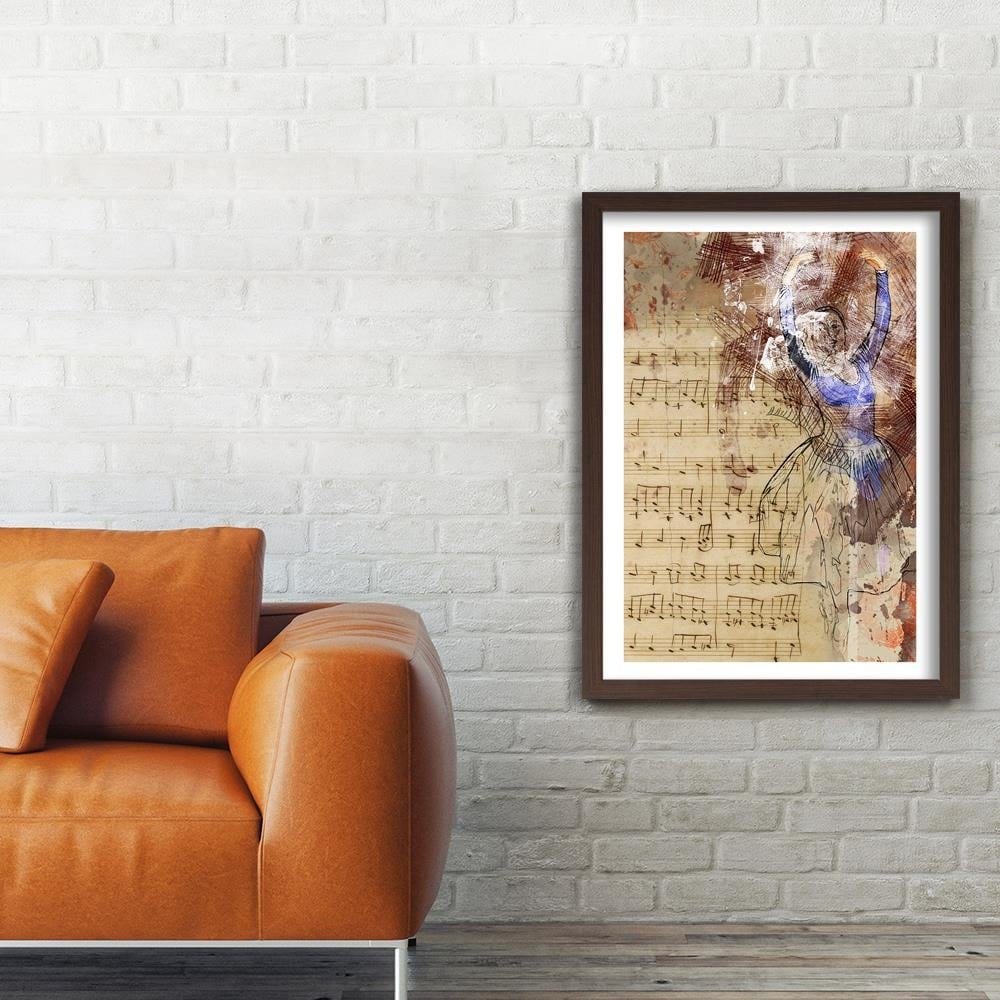 Glezna brūnā rāmī - Notes And Ballerina Home Trends DECO