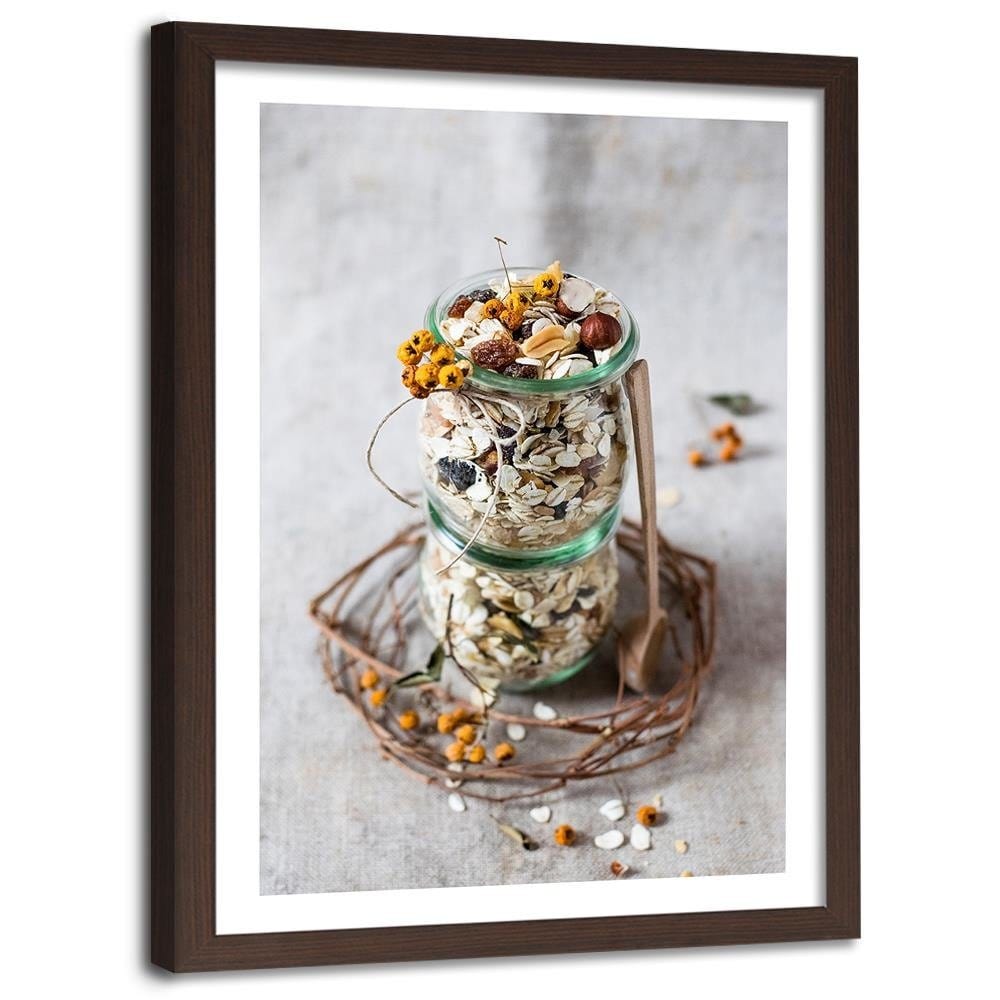Glezna brūnā rāmī - Oat Flakes Home Trends DECO