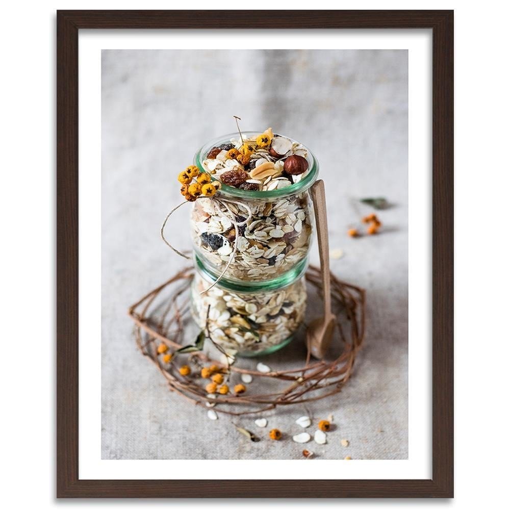 Glezna brūnā rāmī - Oat Flakes Home Trends DECO