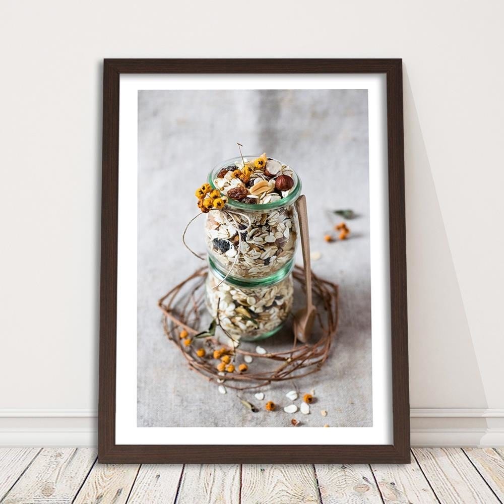 Glezna brūnā rāmī - Oat Flakes Home Trends DECO