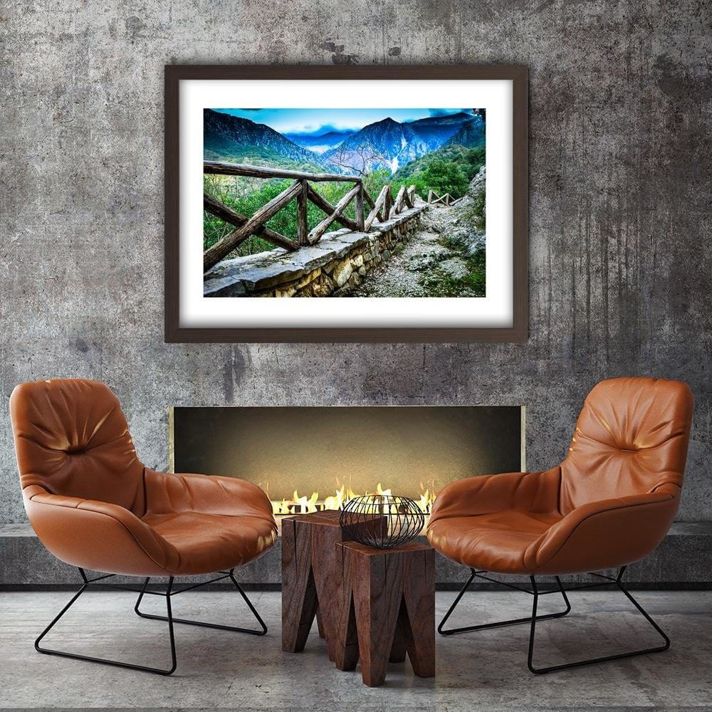 Glezna brūnā rāmī - Observation Deck In The Mountains Home Trends DECO