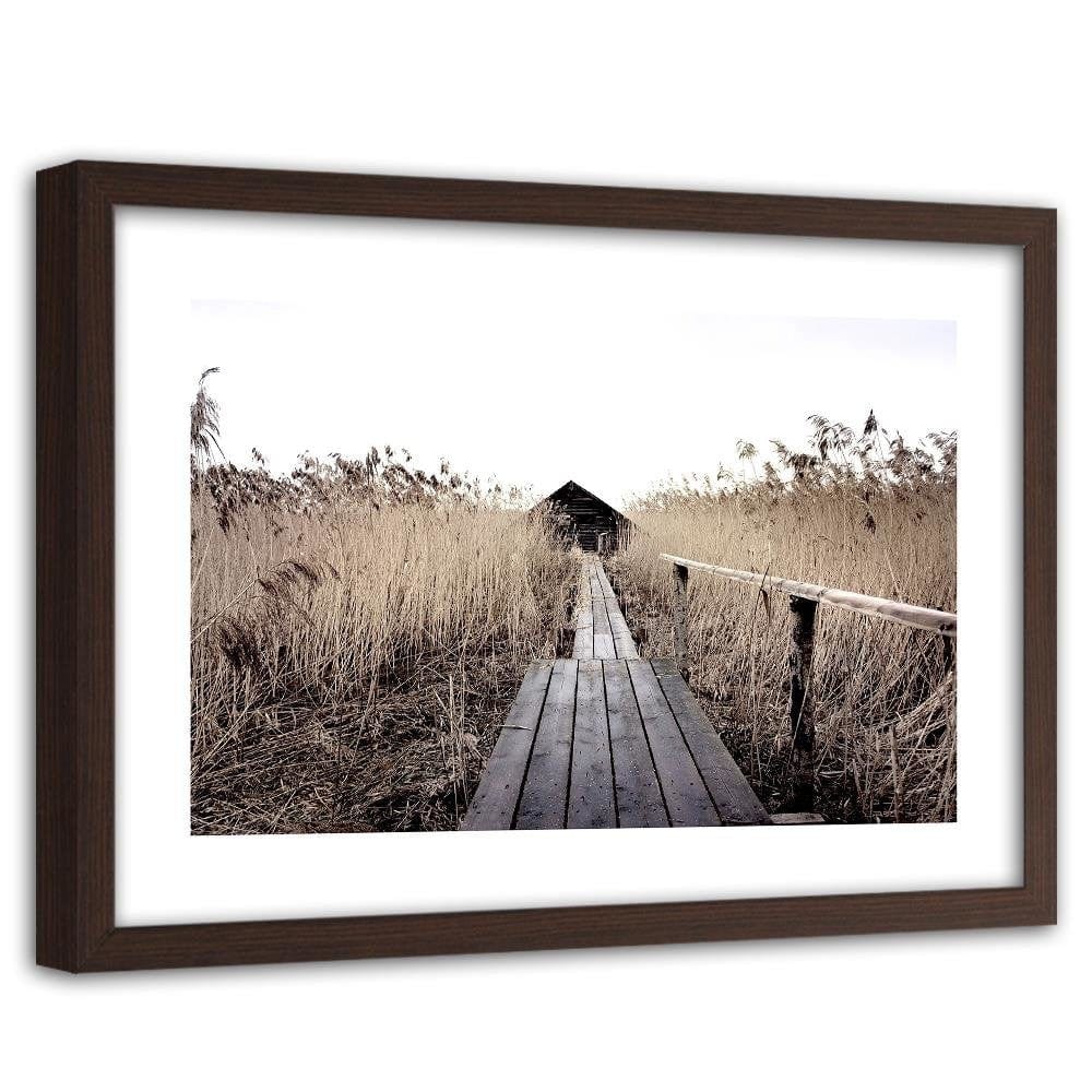 Glezna brūnā rāmī - Old Bridge In The High Reeds Home Trends DECO