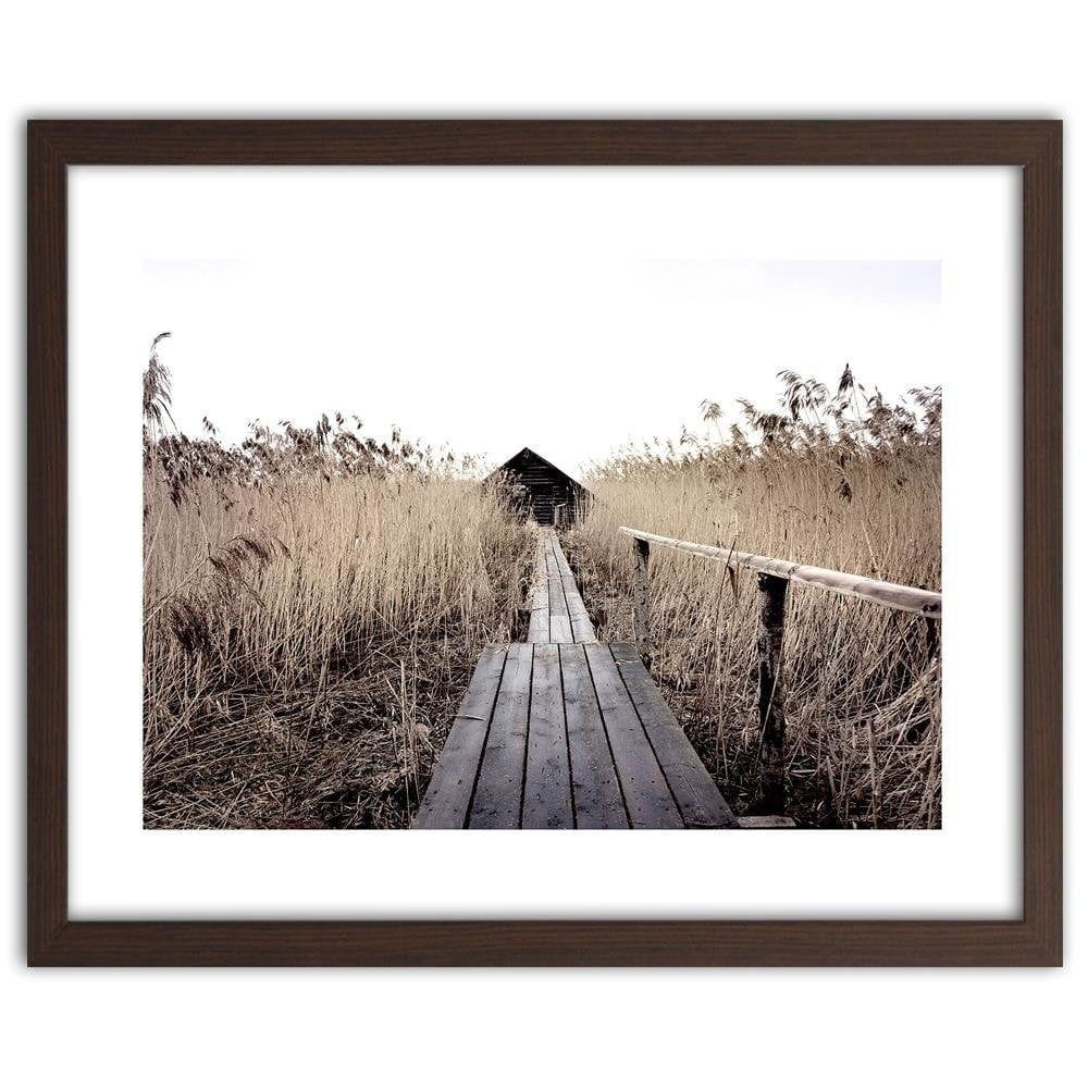 Glezna brūnā rāmī - Old Bridge In The High Reeds Home Trends DECO