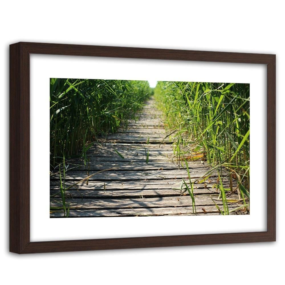 Glezna brūnā rāmī - Old Bridge In The Reeds Home Trends DECO