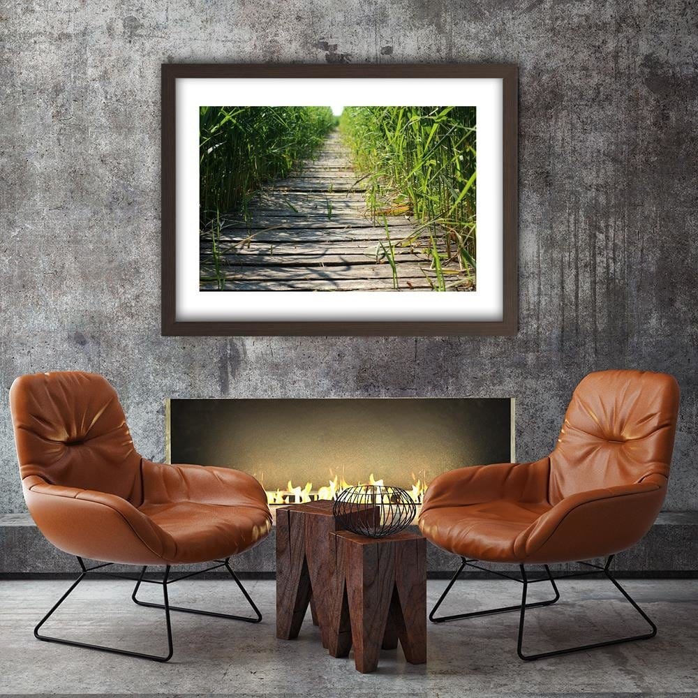 Glezna brūnā rāmī - Old Bridge In The Reeds Home Trends DECO