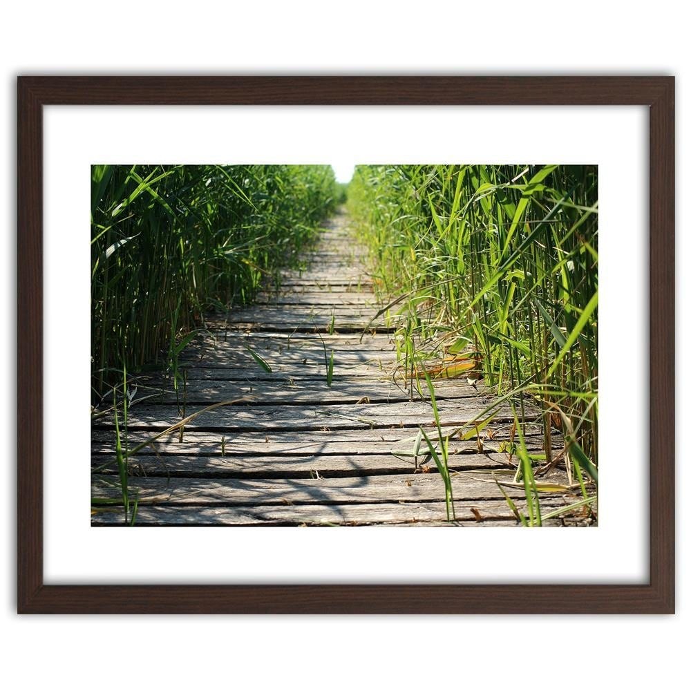Glezna brūnā rāmī - Old Bridge In The Reeds Home Trends DECO