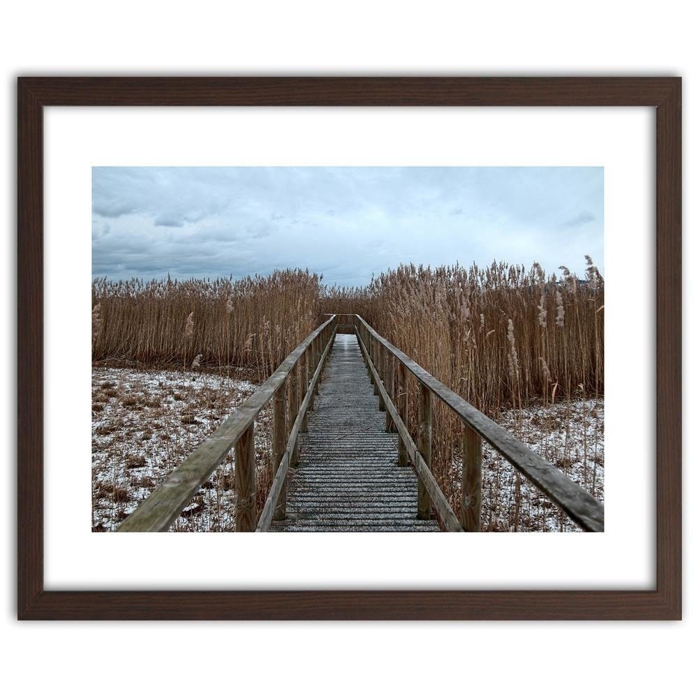 Glezna brūnā rāmī - Old Bridge In Winter Home Trends DECO