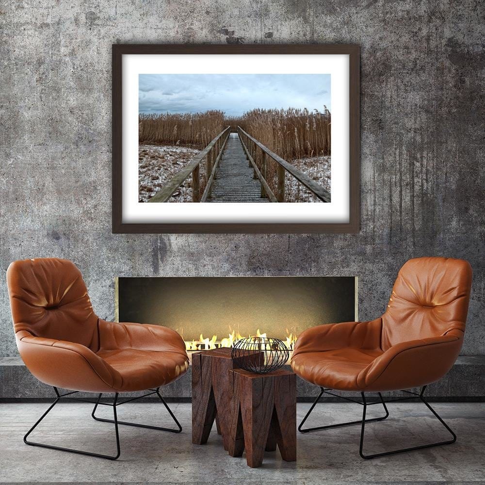 Glezna brūnā rāmī - Old Bridge In Winter Home Trends DECO
