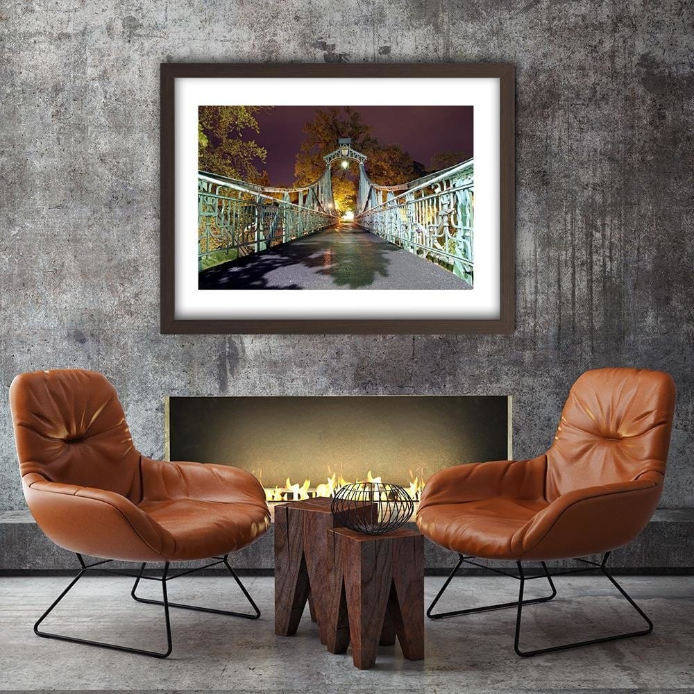 Glezna brūnā rāmī - Old Bridge With A Lantern Home Trends DECO