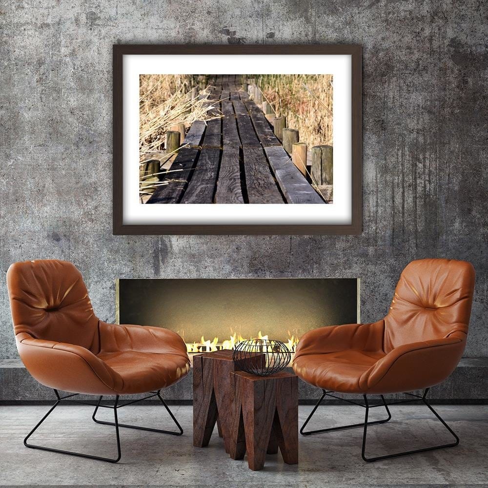 Glezna brūnā rāmī - Old Plank Bridge Home Trends DECO