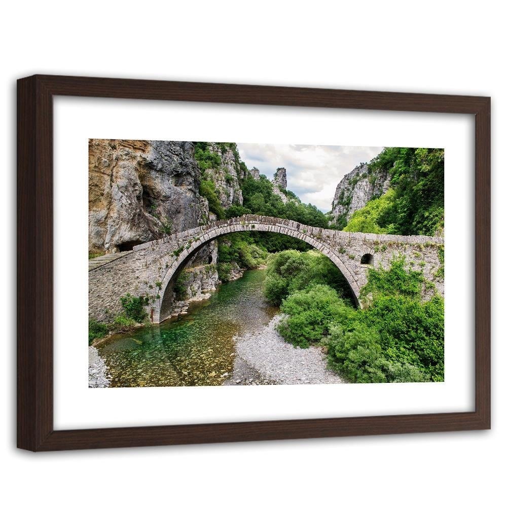 Glezna brūnā rāmī - Old Stone Bridge Home Trends DECO