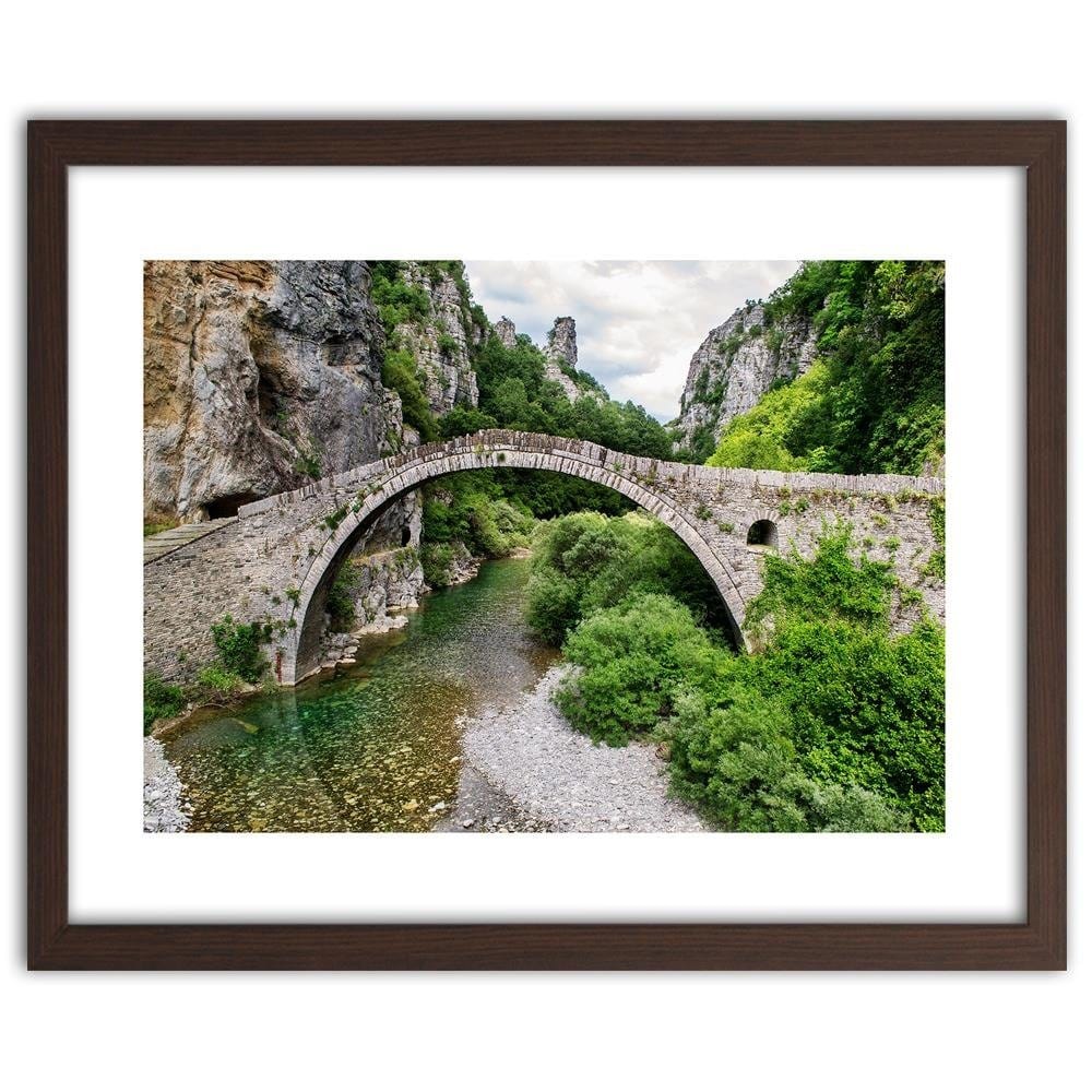 Glezna brūnā rāmī - Old Stone Bridge Home Trends DECO