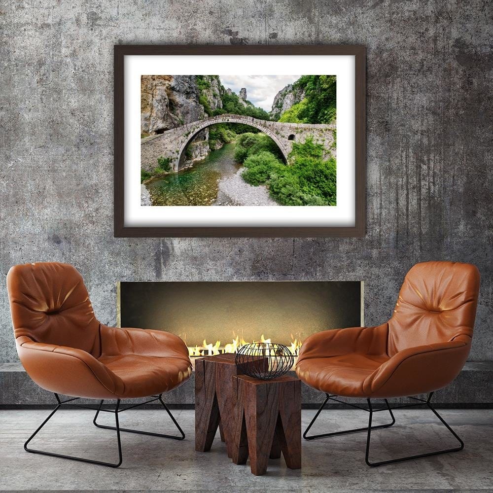 Glezna brūnā rāmī - Old Stone Bridge Home Trends DECO