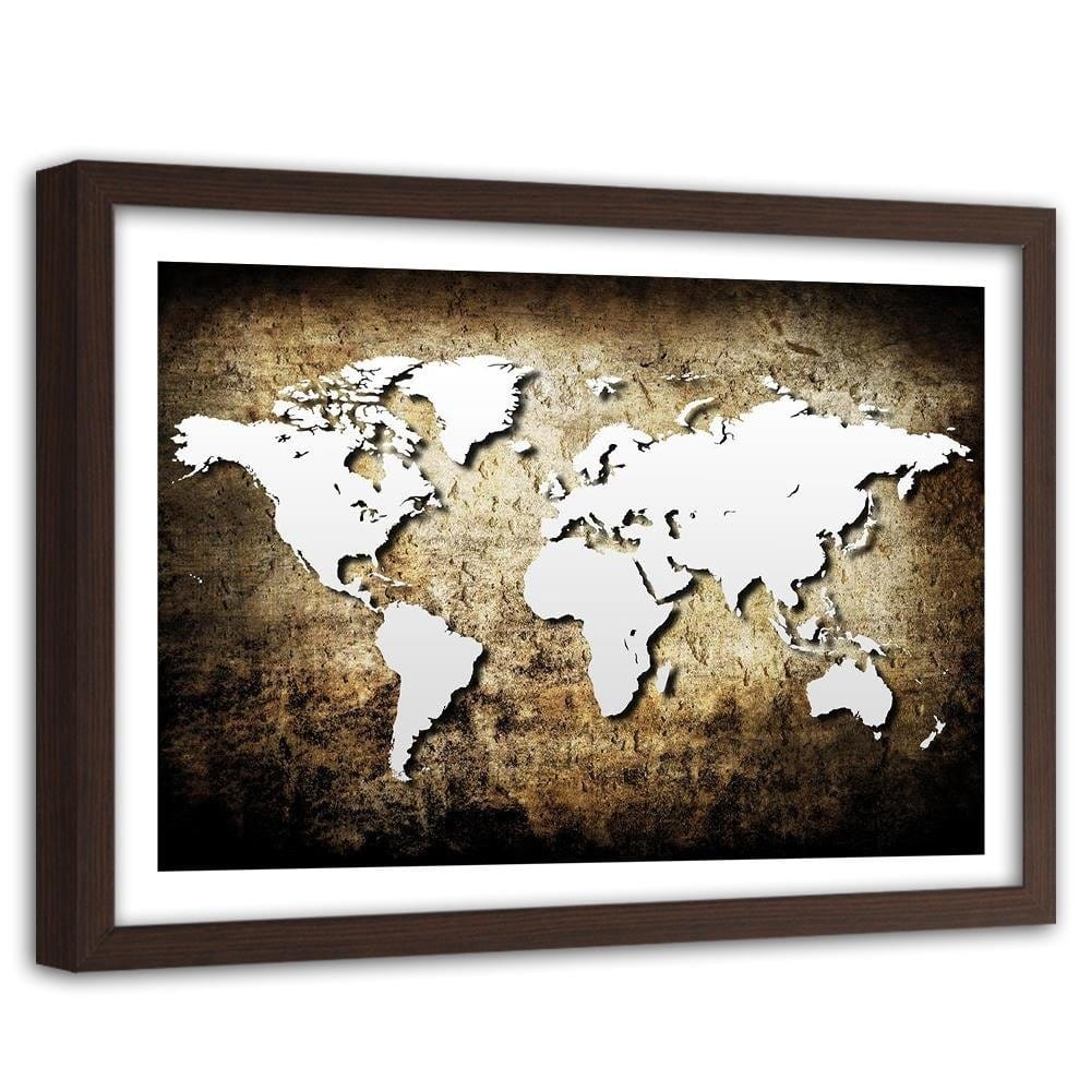 Glezna brūnā rāmī - Old Vintage World Map Home Trends DECO