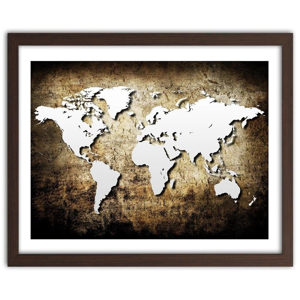 Glezna brūnā rāmī - Old Vintage World Map Home Trends DECO