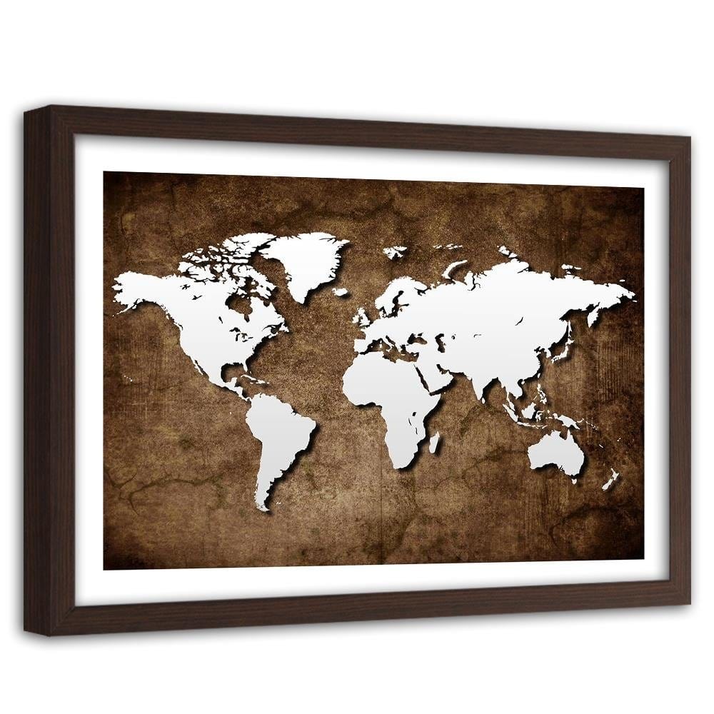 Glezna brūnā rāmī - Old World Map Home Trends DECO
