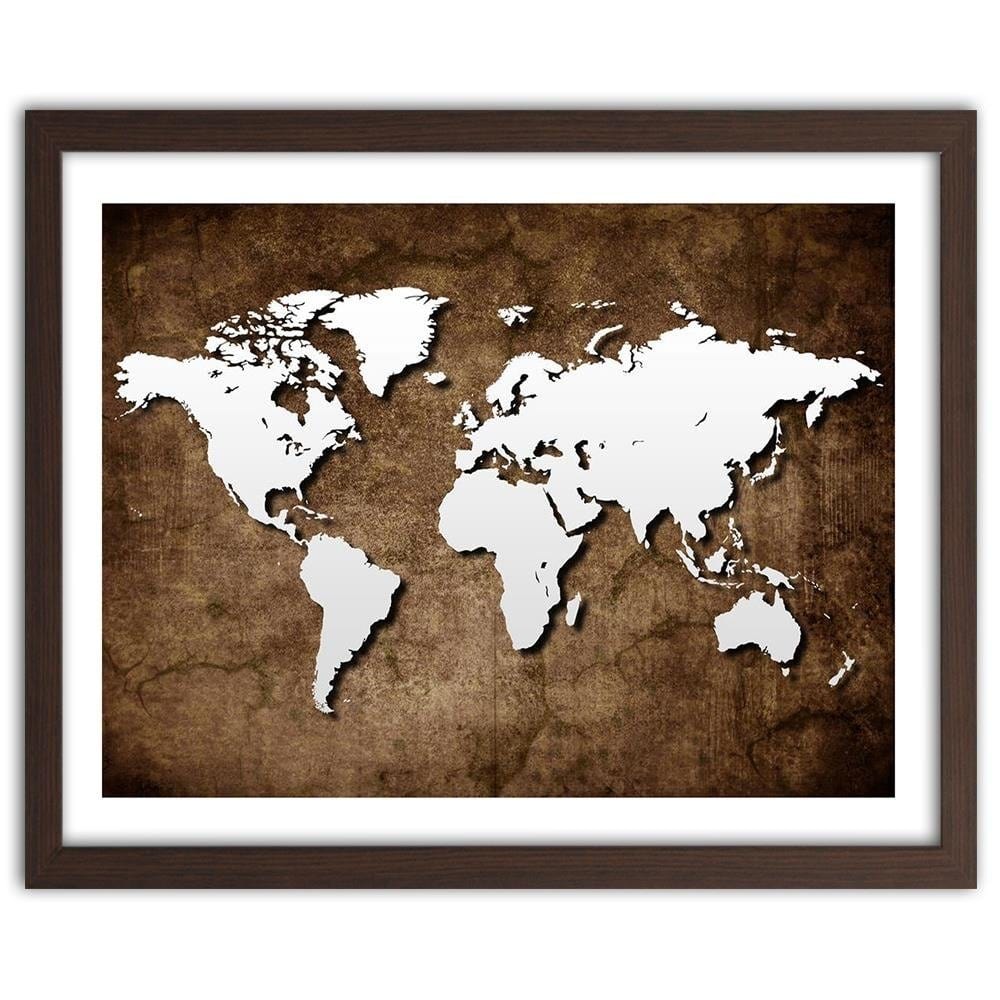 Glezna brūnā rāmī - Old World Map Home Trends DECO