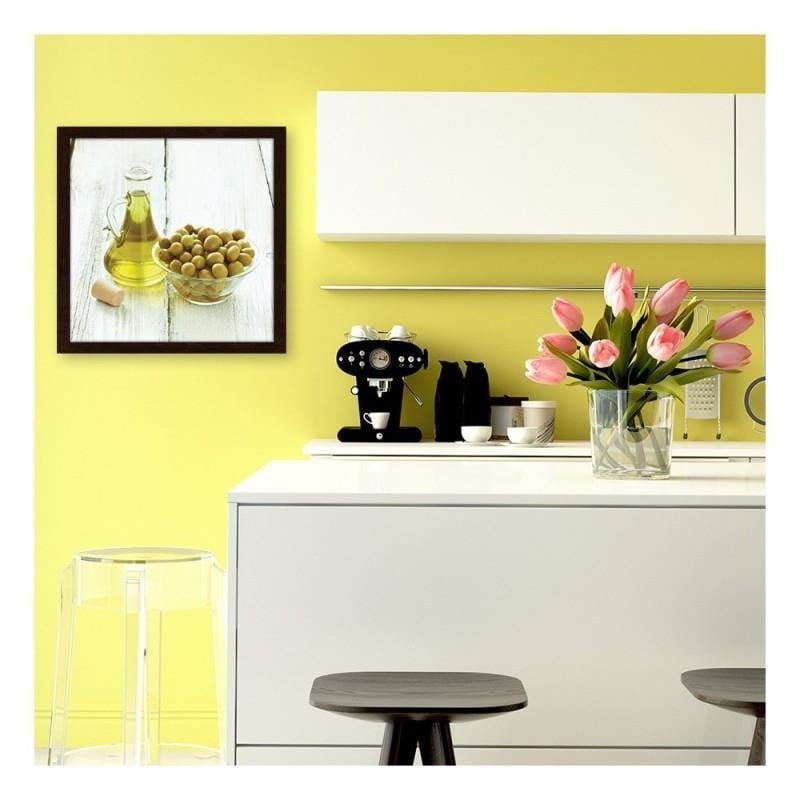 Glezna brūnā rāmī - Olives in a bowl and oil Home Trends DECO