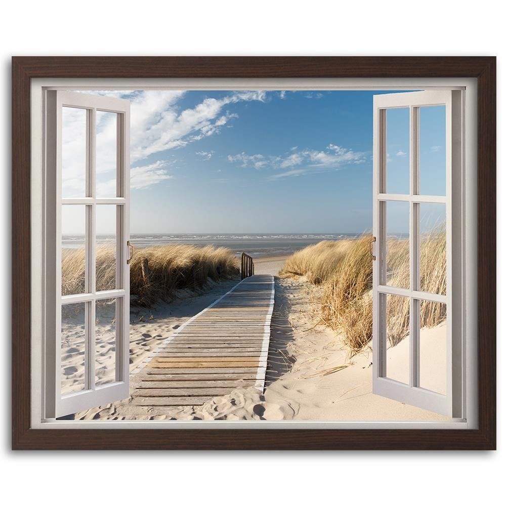 Glezna brūnā rāmī - Opened Window To Way To The Beach Home Trends DECO