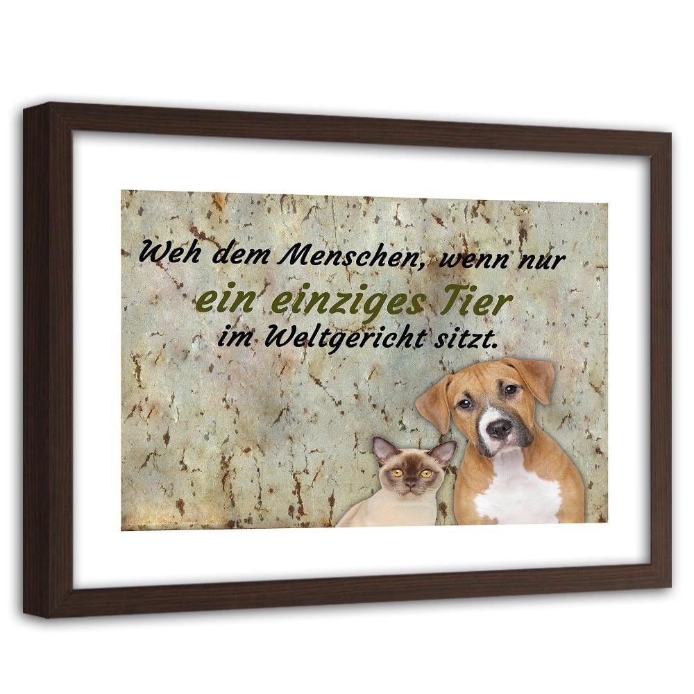 Glezna brūnā rāmī - Operative Dog And Cat Home Trends DECO