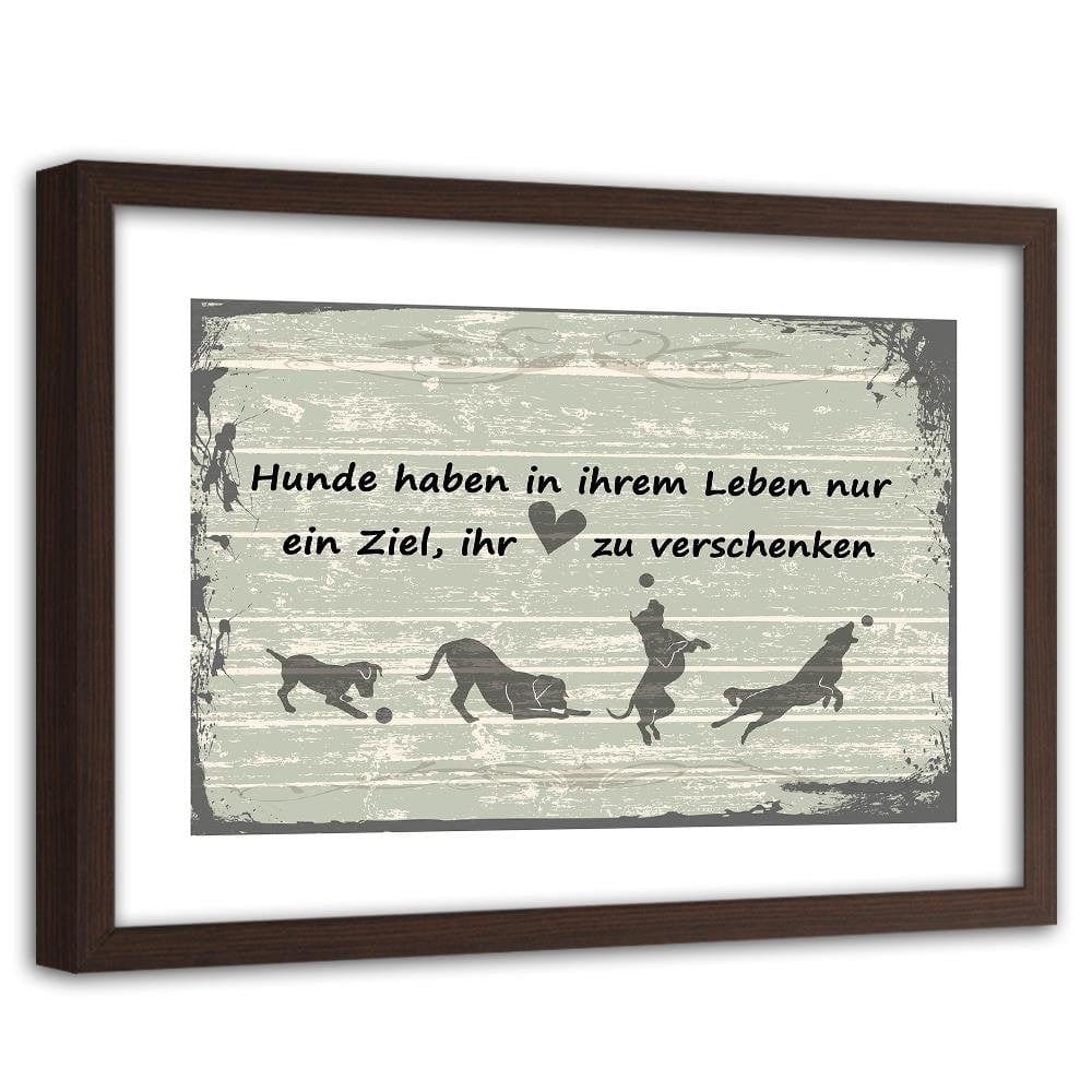 Glezna brūnā rāmī - Operative Dog With Ball Home Trends DECO