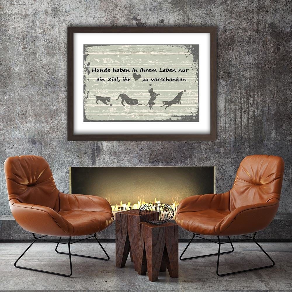 Glezna brūnā rāmī - Operative Dog With Ball Home Trends DECO