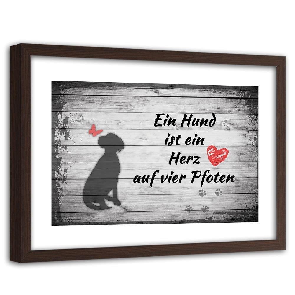 Glezna brūnā rāmī - Operative Dog With Butterfly Home Trends DECO