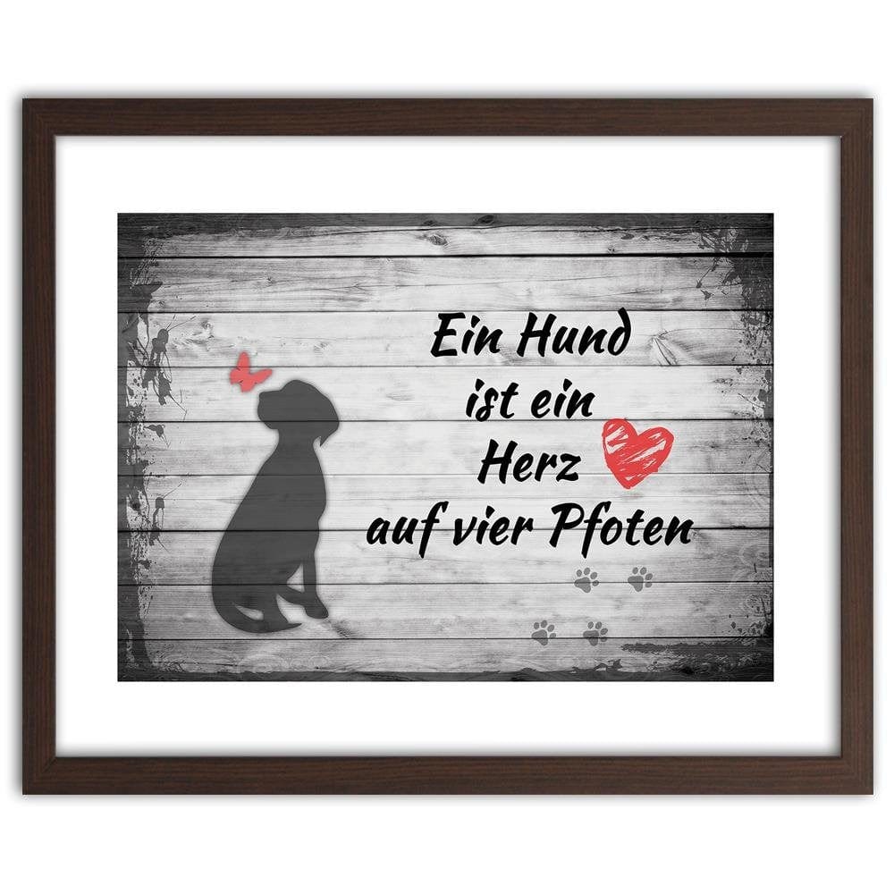 Glezna brūnā rāmī - Operative Dog With Butterfly Home Trends DECO