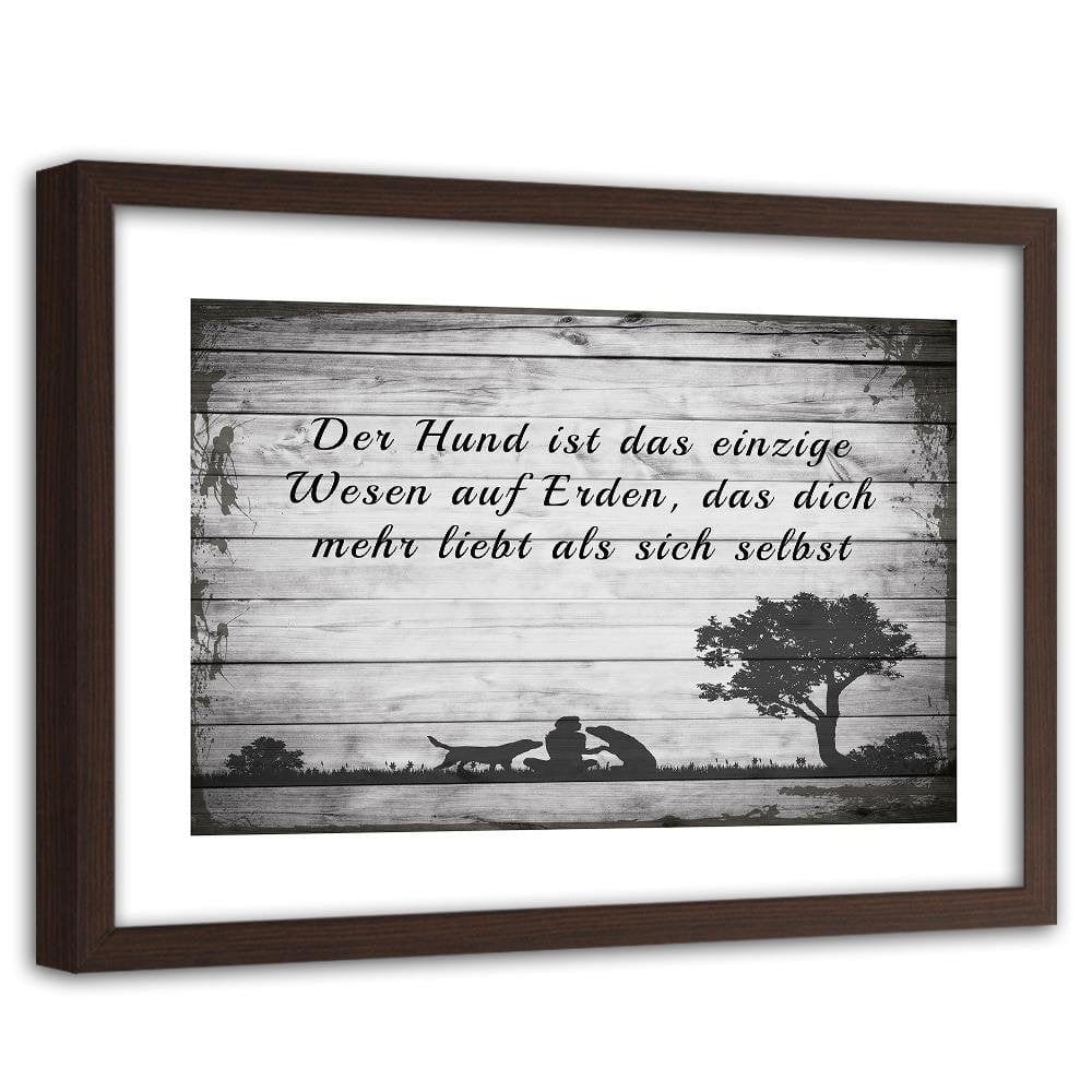 Glezna brūnā rāmī - Operative Man With Dogs Home Trends DECO