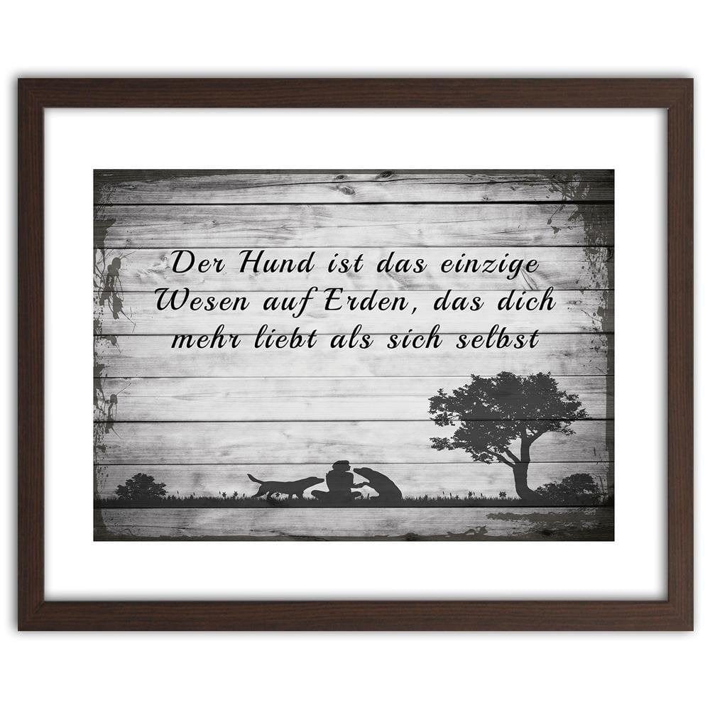 Glezna brūnā rāmī - Operative Man With Dogs Home Trends DECO