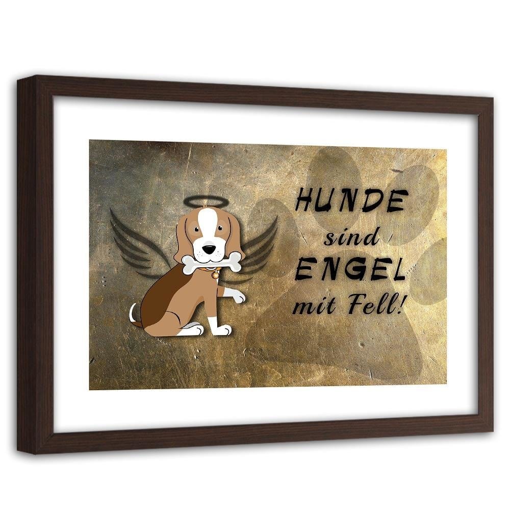 Glezna brūnā rāmī - Operative Part Of The Dog Angel Home Trends DECO