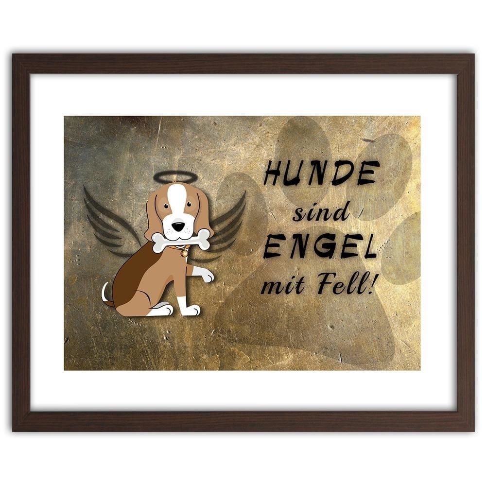Glezna brūnā rāmī - Operative Part Of The Dog Angel Home Trends DECO